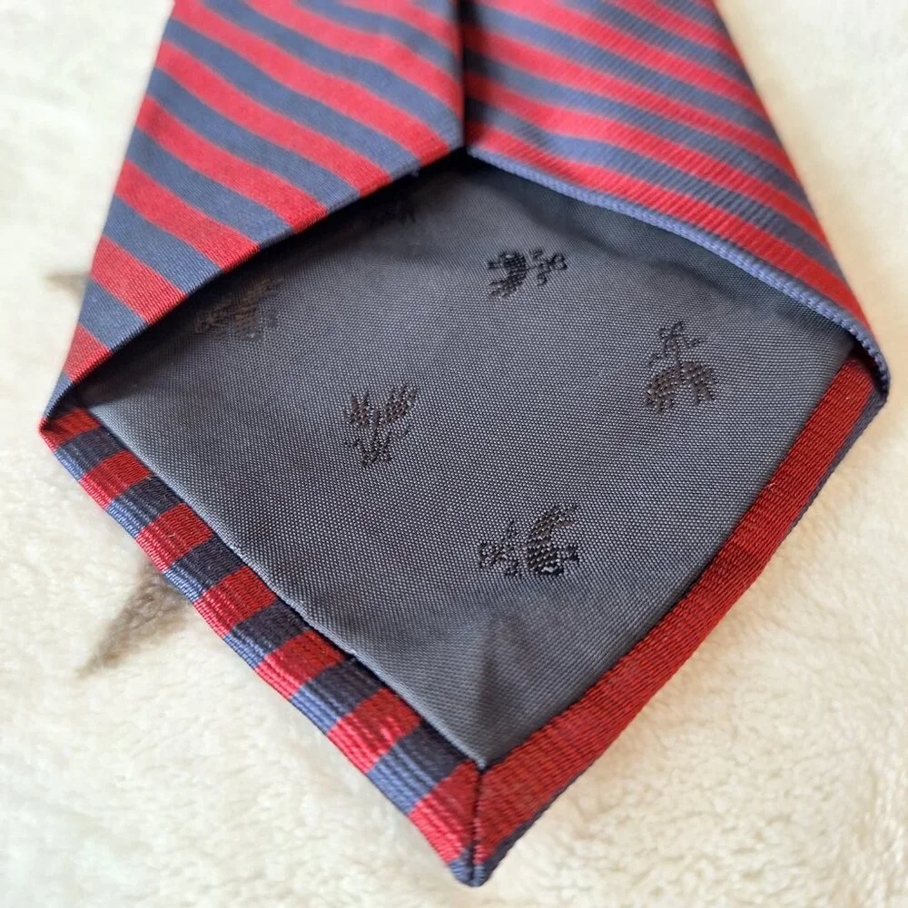 Brooks Basics Men's Tie 100% Silk‎ Burgundy/Blue Stripe Made In USA Necktie
